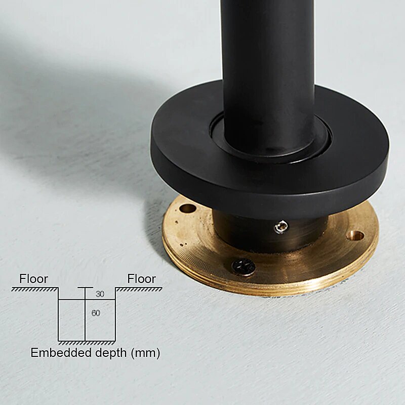 Black Matte -Brushed Gold Floor Freestanding Basin Pedestal Sink Faucet