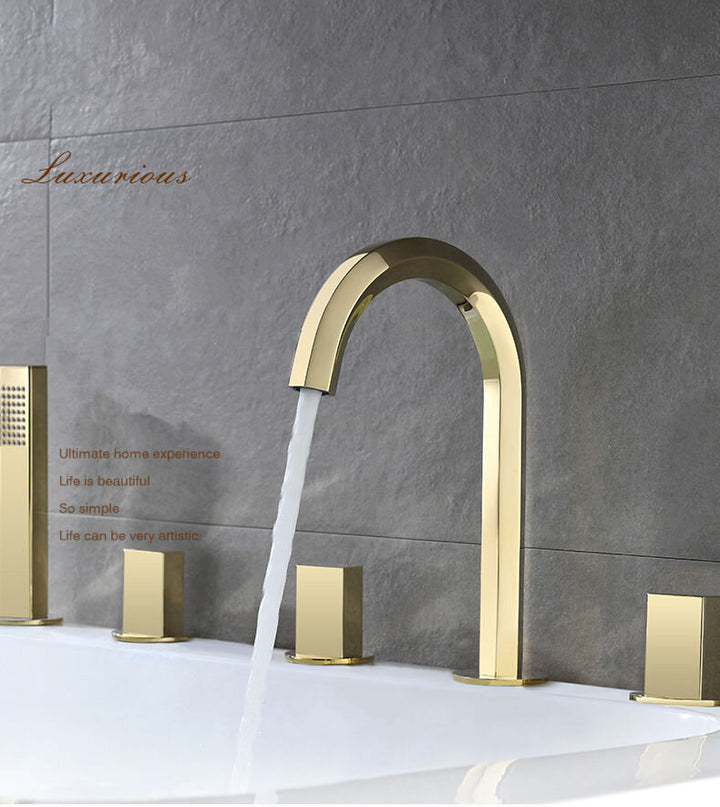 Barcelona Rose Gold- Gold Polished Deck MountBathtib Filler Faucet Set