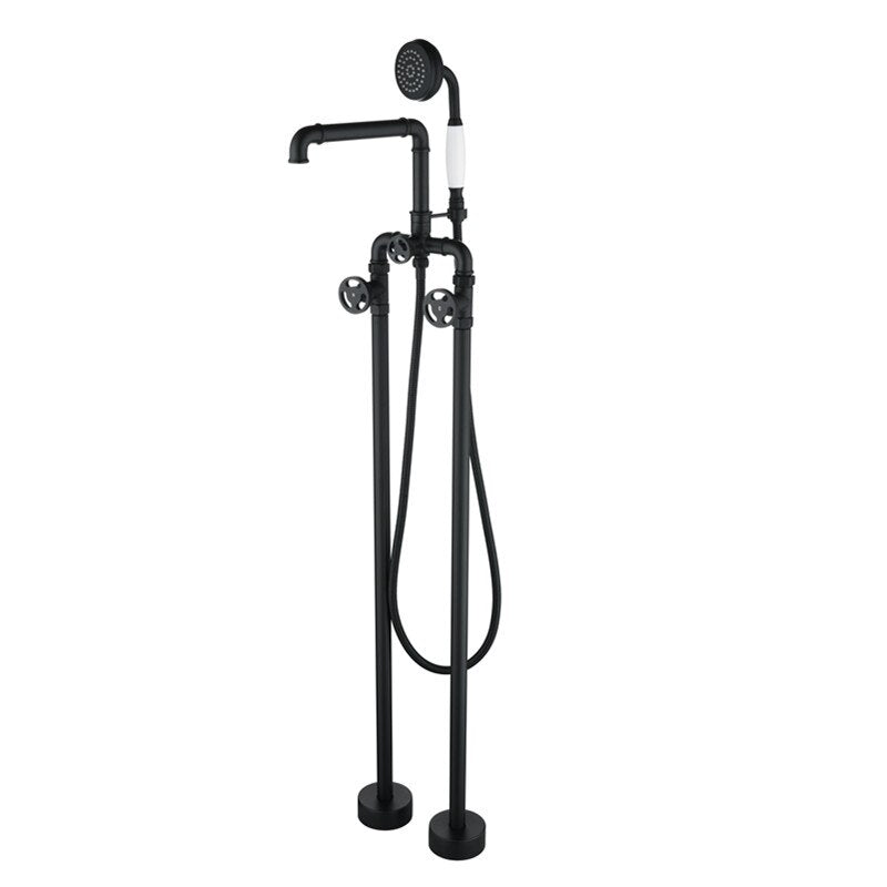 Black Matte Industrial Victorian Style Free Standing Tub Filler
