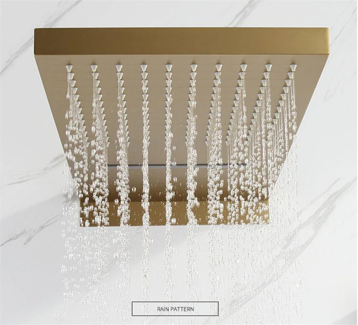 CSA- Waterfall Square 4 way  Way Thermostatic Waterfall Rain Head Shower Kit
