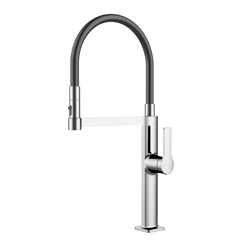 Barolo-Nordic design-Black with brushed gold -black matte-gun grey  tall 21" pull our dual spray kitchen faucet