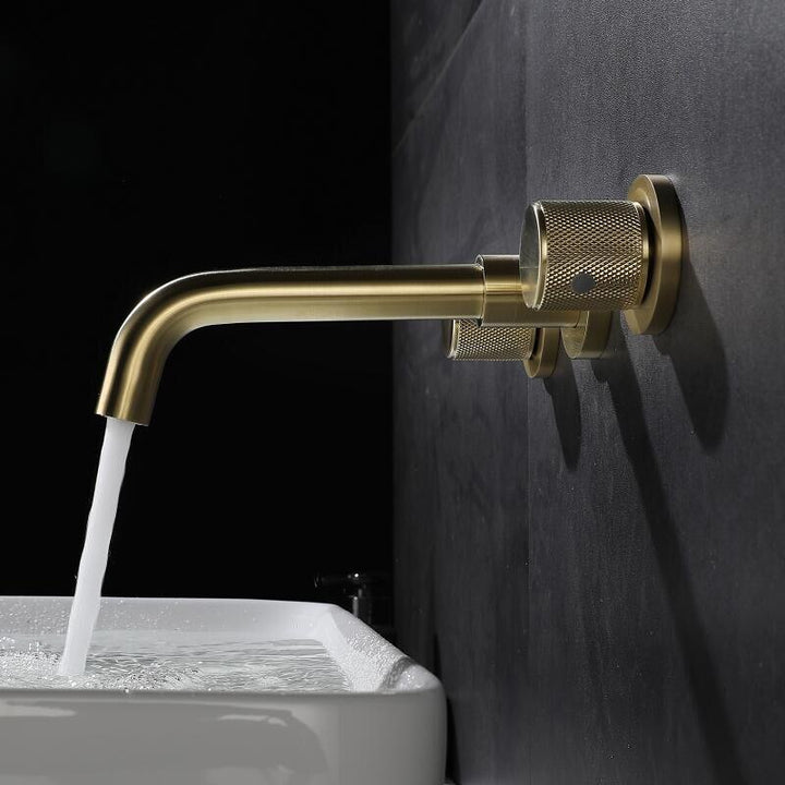 Roshen-Brushed Gold Wall Mounted Bathroom Faucet
