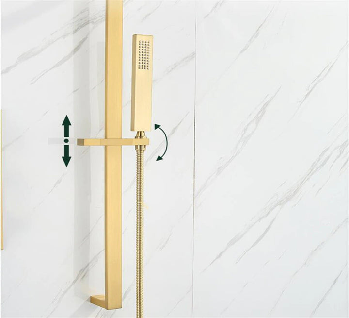 CSA- Waterfall Square 4 way  Way Thermostatic Waterfall Rain Head Shower Kit