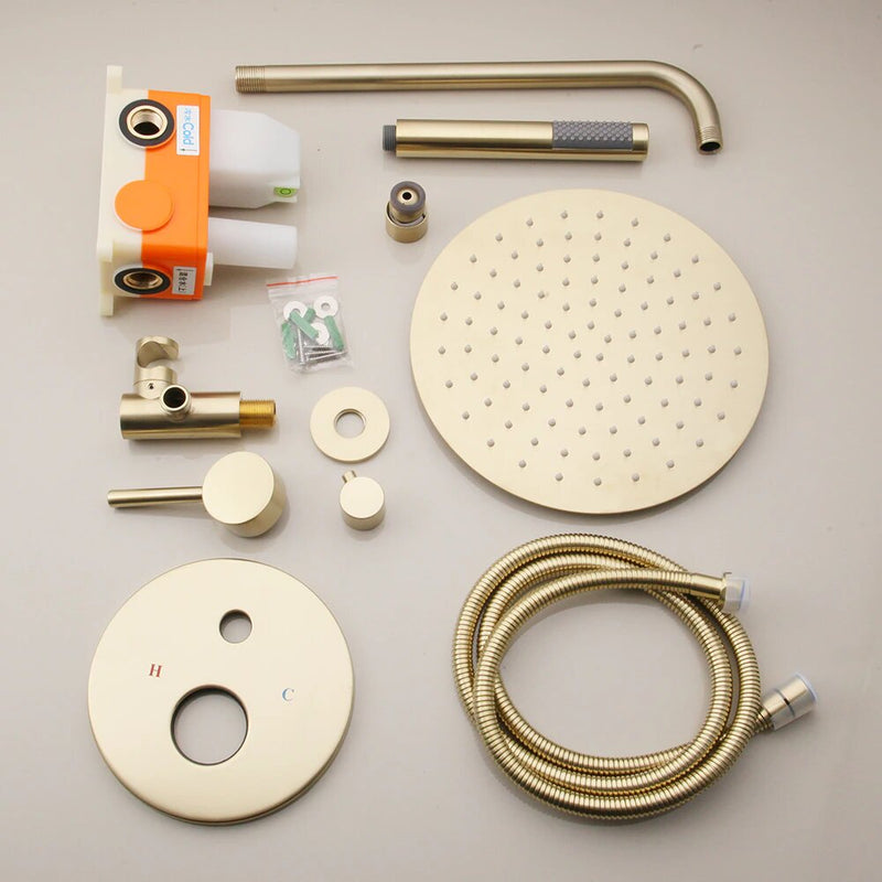 Brushed gold Round shower 2 way fucntion and hand sprayer Kit
