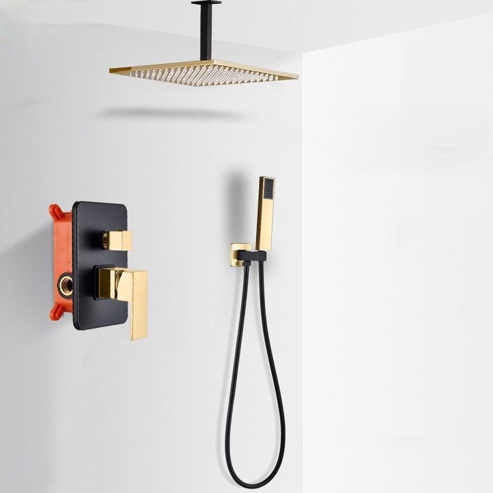 Black with gold polish two tone 2 way function diverter shower kit