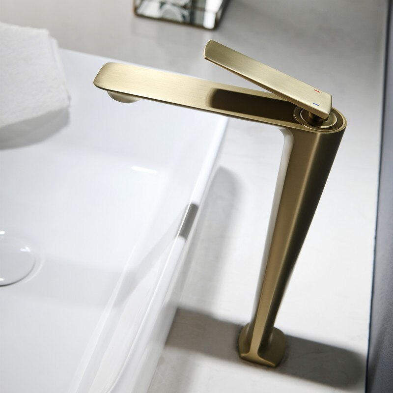 Rose Gold polished-brushed gold -Black-Gun Grey  tall vessel faucet and short single bathroom faucet