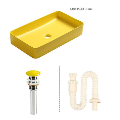 Yellow rectangular vessel sink