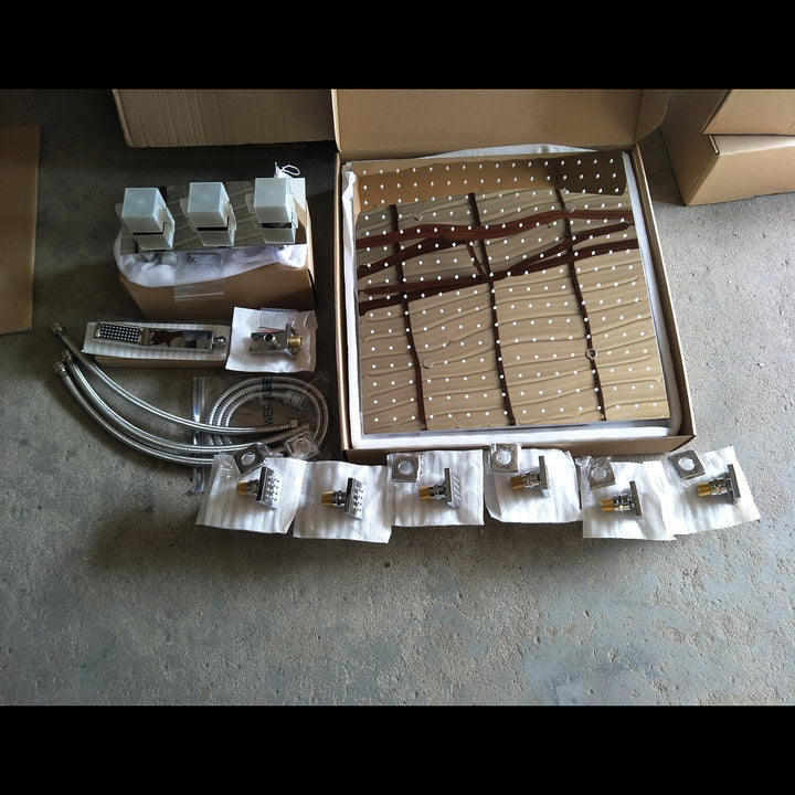Chrome CSA - 20"x20" Rain head thermostatic 4 way function diverter completer shower kit