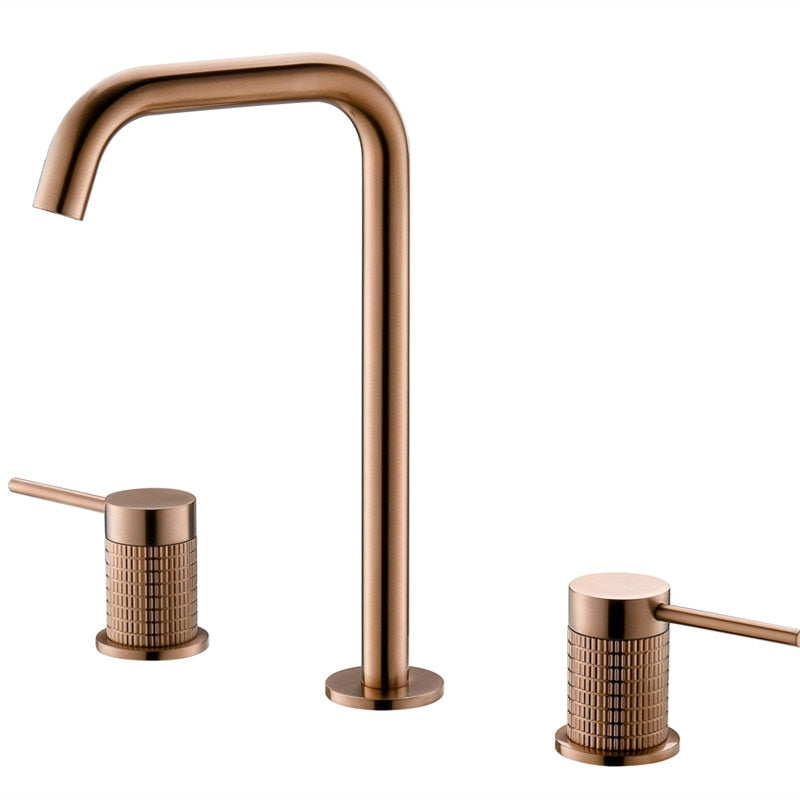 Vienna Brushed Rose Gold- Matte Black - Brushed Gold 8" Inch wide spread bathroom faucet