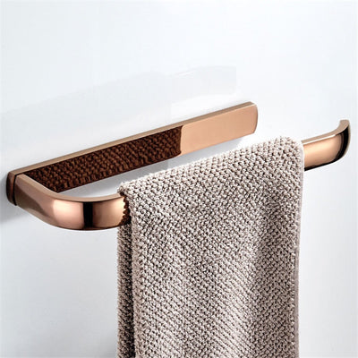 Rose gold polished bathroom accessories