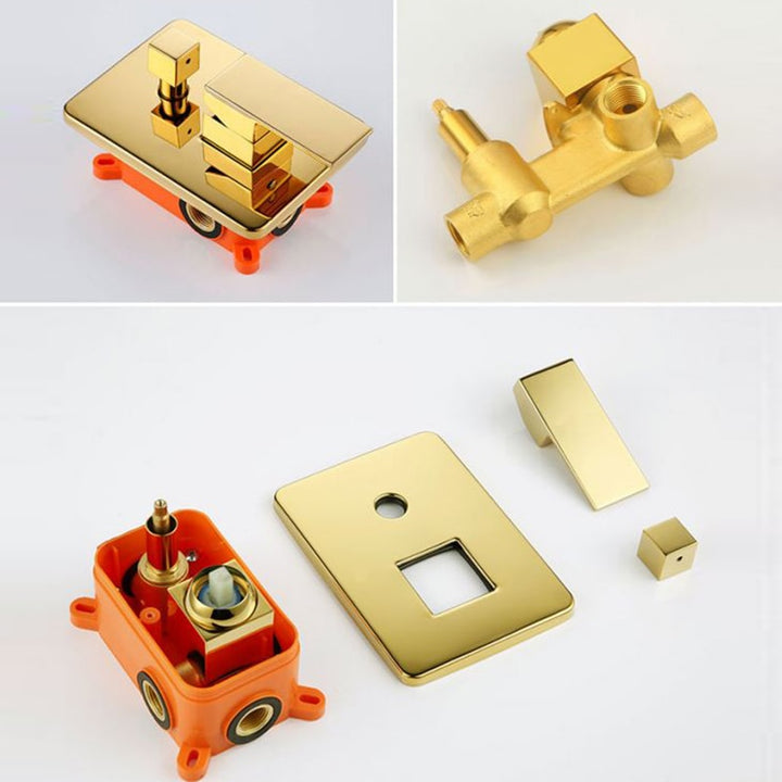 Black-Gold-Chrome- Square-Round -Pressure Balance 1-2 Way Function Shower Valve and Trim Set