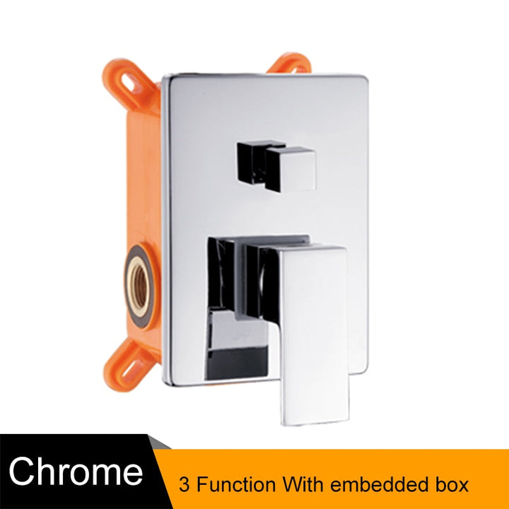 Black-Gold-Chrome- Square-Round -Pressure Balance 1-2 Way Function Shower Valve and Trim Set