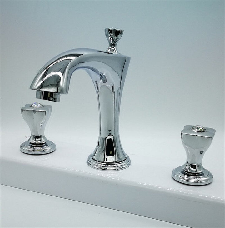Luxor-8" Inch Wide Spread Bathroom Faucet with Crystal Diamond Handles