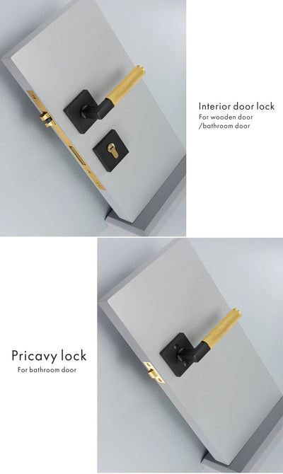 Brushed gold with black two tone interior door lock hardware kit