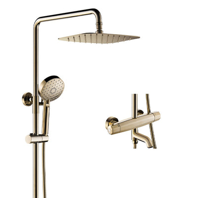 Brusheds gold exposed thermostatic shower system