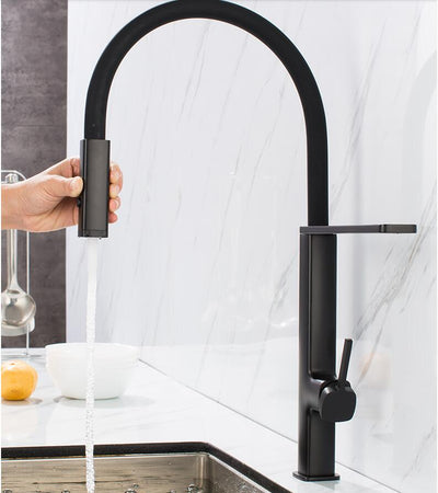 Cordoba-New Italian Design 2023 Black-Chrome Swivel and Dual Spray Pull Out Kitchen Faucet