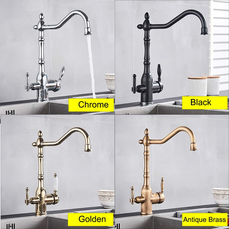 Gold Victorian 2 way reverse osmosis and kitchen faucet