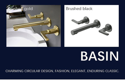 Milano-Brushed gold- Grey Gun wallmounted bathroom faucet