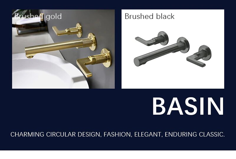 Milano-Brushed gold- Grey Gun wallmounted bathroom faucet