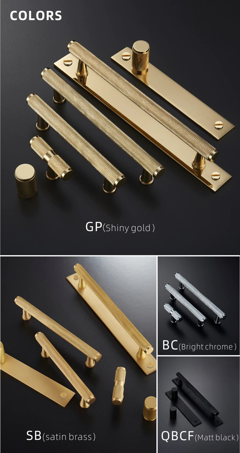 Brushed gold cabinet door handles and knobs