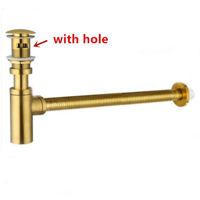 Gold polished brass offset floor p trap