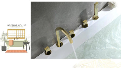Rose Gold- Gold Polished Deck MountBathtib Filler Faucet Set