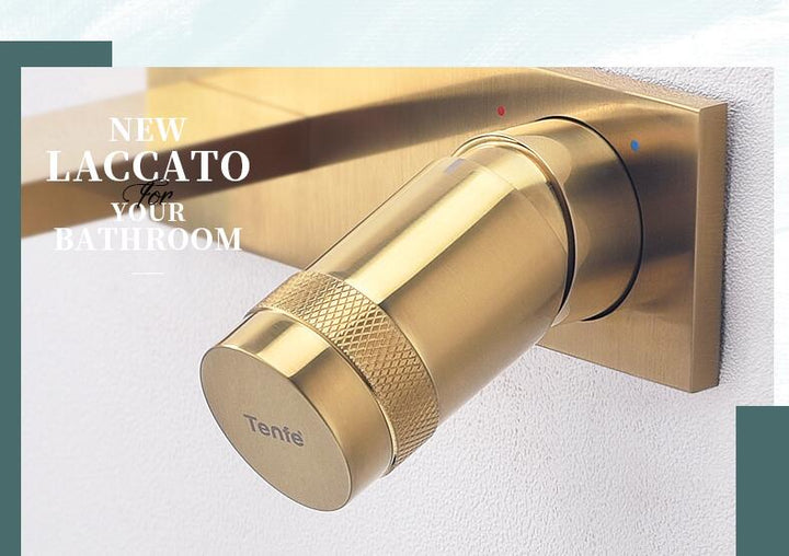 Brushed gold wall mounted single lever bathroom faucet