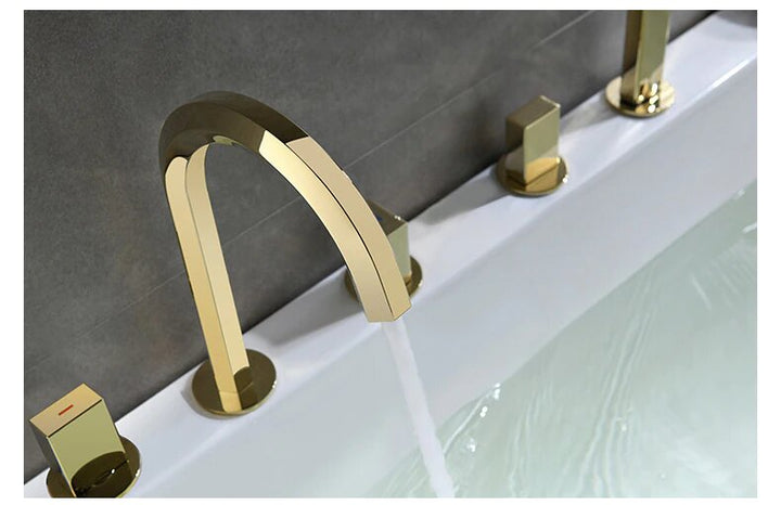 Barcelona Rose Gold- Gold Polished Deck MountBathtib Filler Faucet Set