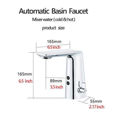 White commercial sensor single hole bathroom faucet