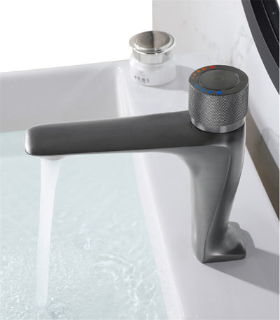 Gun grey metal single tall and short  hole bathroom faucet