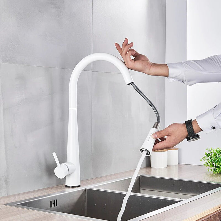Blanca-White touchless sensor kitchen faucet pull out with 2 dual sprayer mode