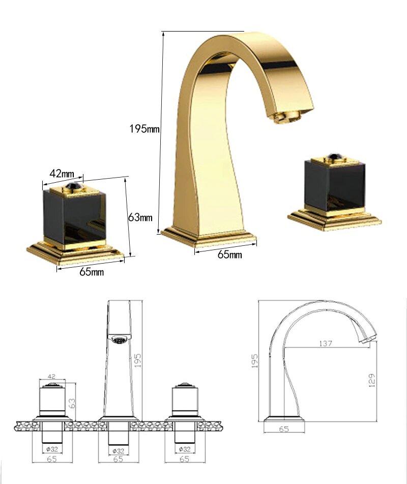 Monaco-Gold-Rose Gold Polished Deck Mount 5 pieces battub filler faucet