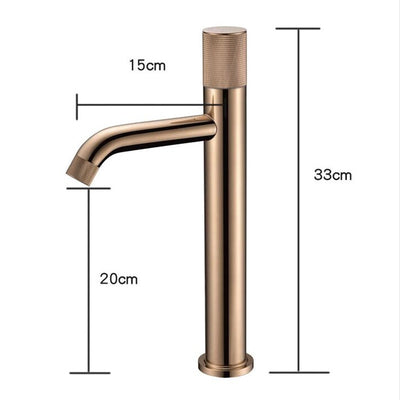 Rose gold polished tall vessel bathroom faucet