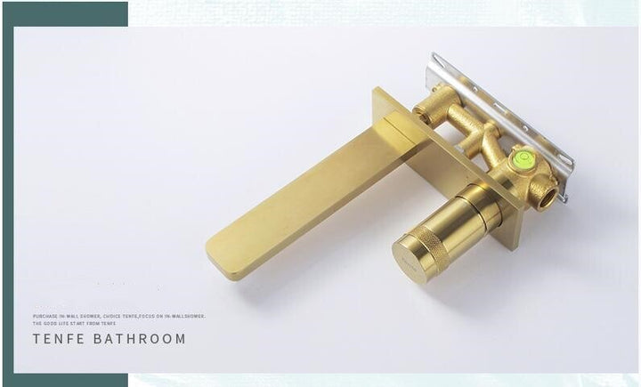 Brushed gold wall mounted single lever bathroom faucet