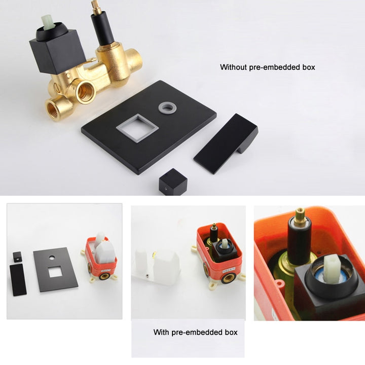 CSA certified - Black square 12" rain head 3 way function diverter- pressure balance shower kit