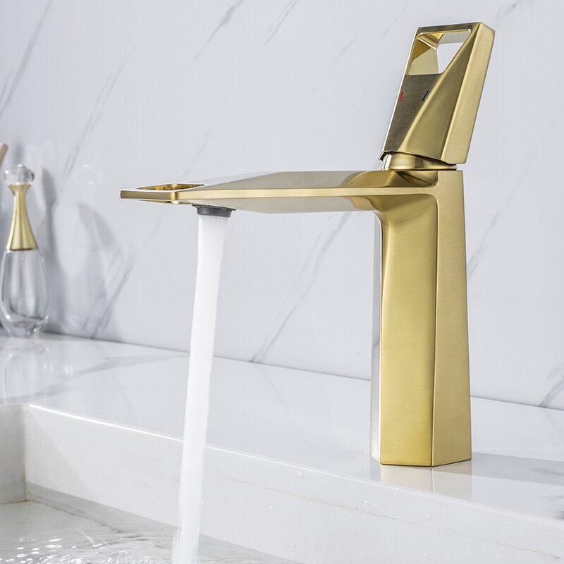 Giovanni-modern brushed gold single hole bathroom faucet