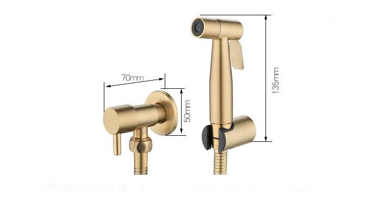 Hand Held Bidet Sprayer Cold water Douchet Toilet Brush gold Shattaf