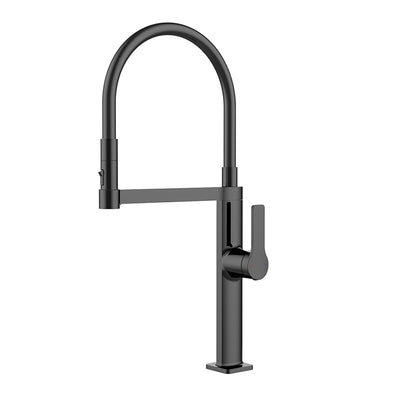 Barolo-Nordic design-Black with brushed gold -black matte-gun grey  tall 21" pull our dual spray kitchen faucet