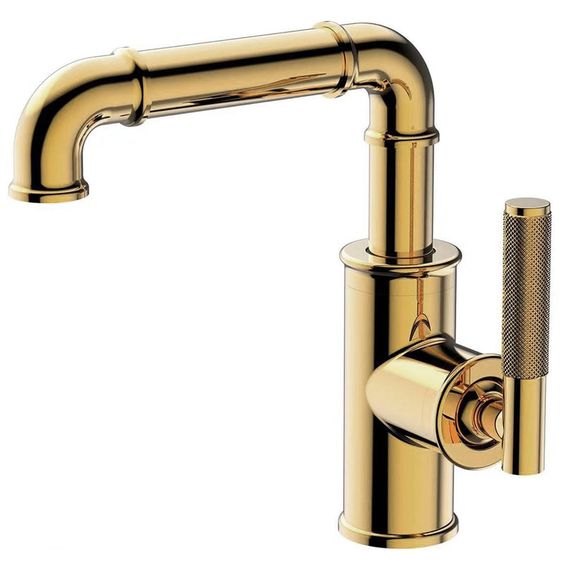 New Industrial Victorian Gold Polished Single Hole Bathroom Faucet