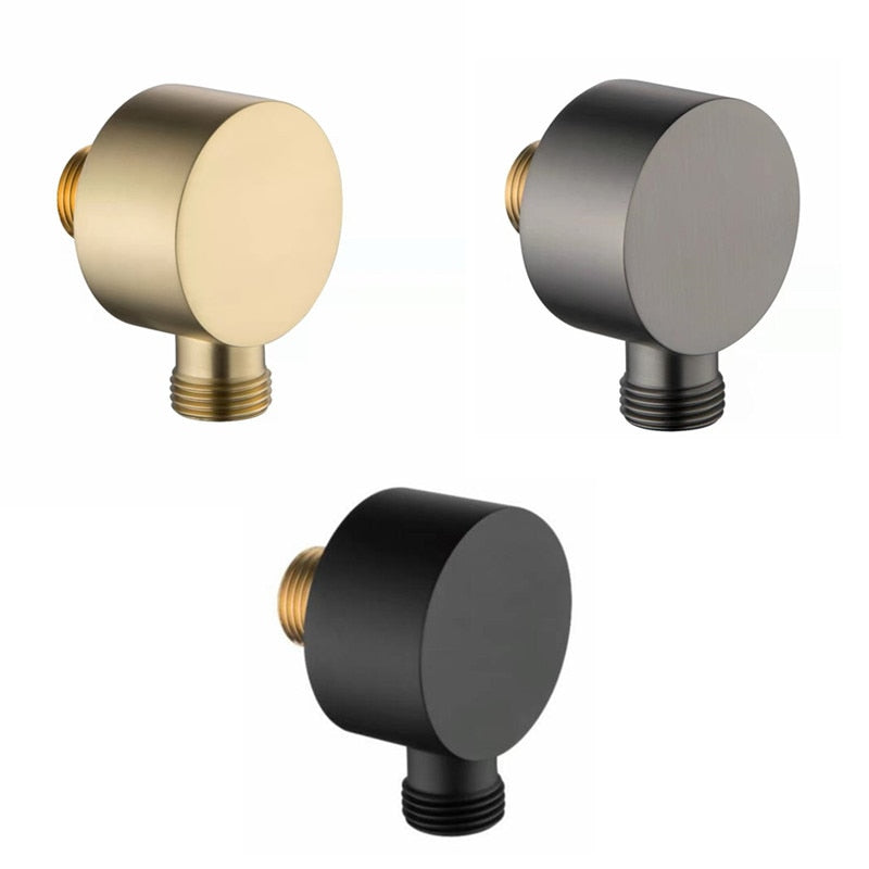 Round Black-Brushed Gold-Chrome-Grey Gun Wall Union Water Suplly 1/2 G