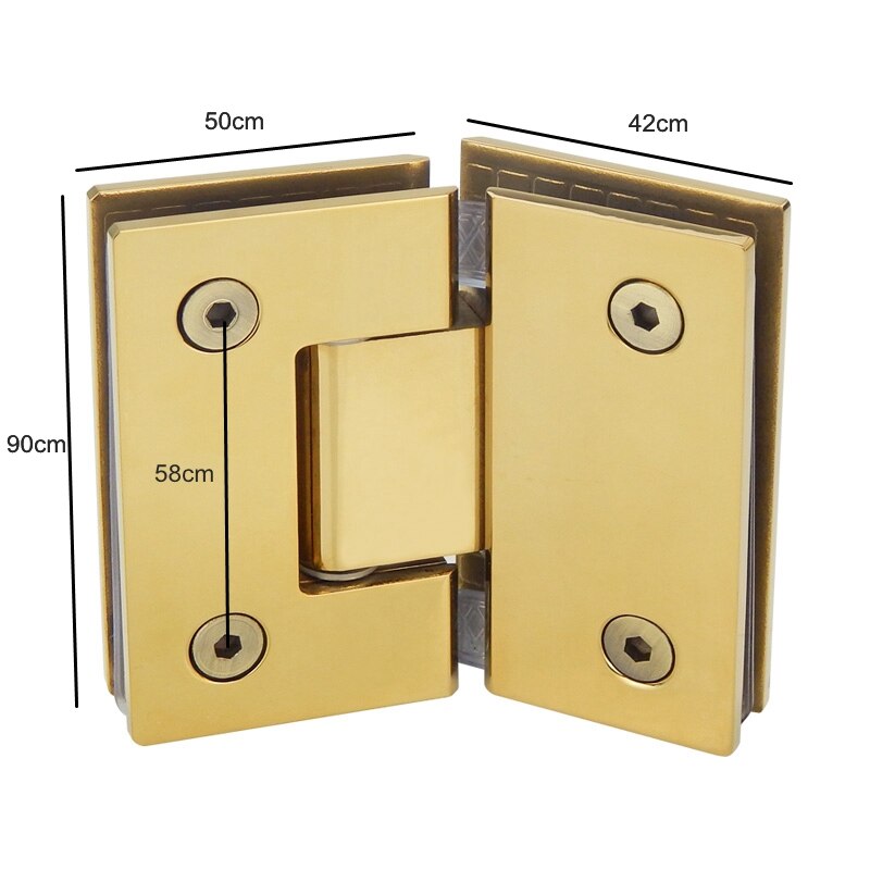 Brushed Gold  Brass Shower Glass Door Hardware Hinges and Glass Door Clips Holder 10mm to 12mm
