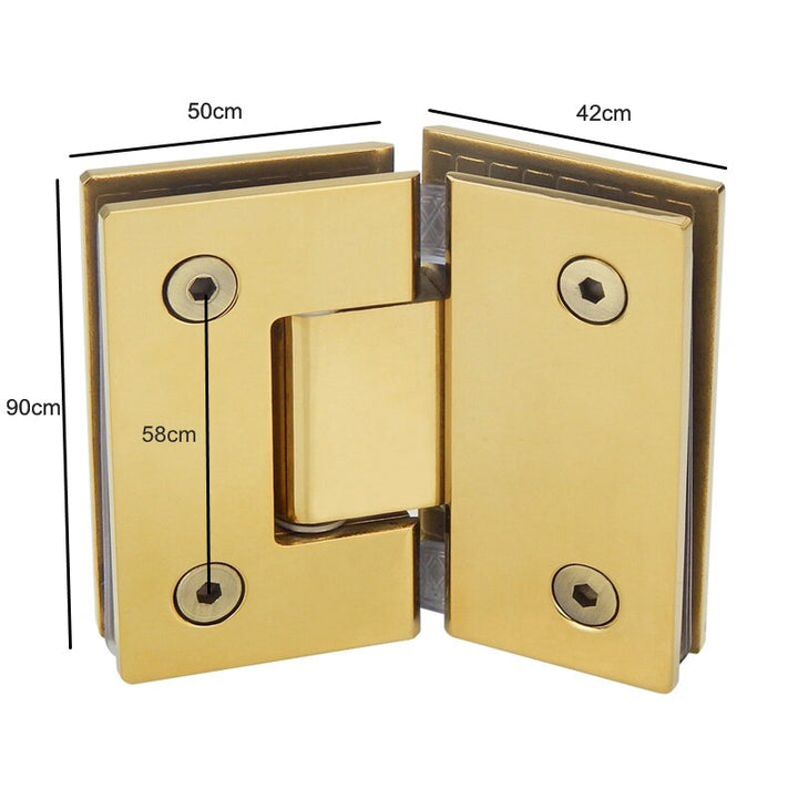 Brushed Gold  Brass Shower Glass Door Hardware Hinges and Glass Door Clips Holder 10mm to 12mm