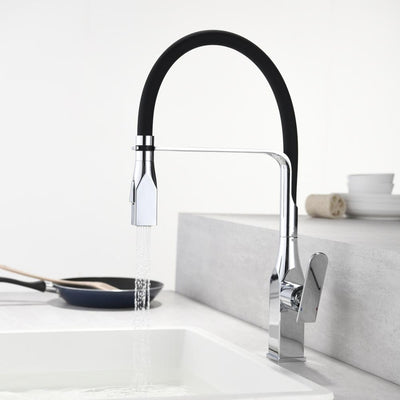 Black square kitchen faucet