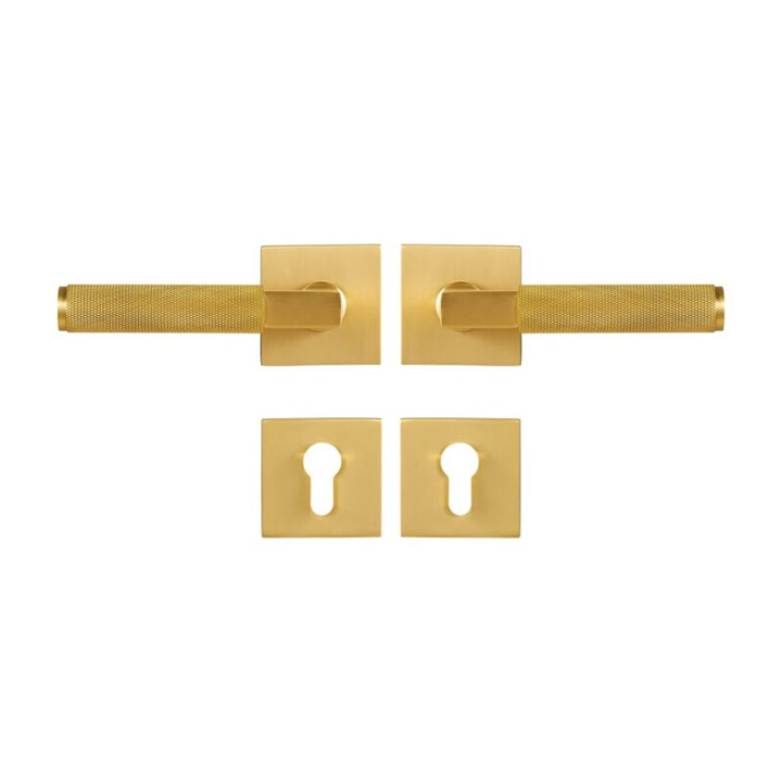 Brushed gold with black two tone interior door lock hardware kit
