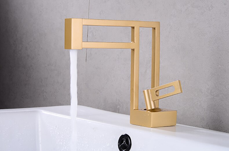 Geo Brushed gold-white-black  single hole bathroom faucet
