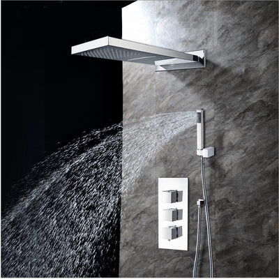 Chrome Thermostatic Waterfall 3 Way Function shower kit