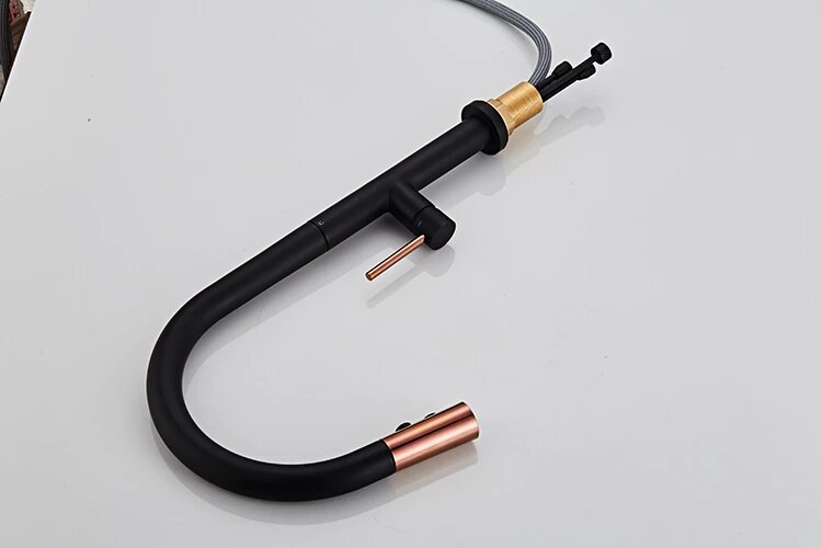 Black Rose Gold and  White Rose Gold Manual Pull Out  kitchen faucet