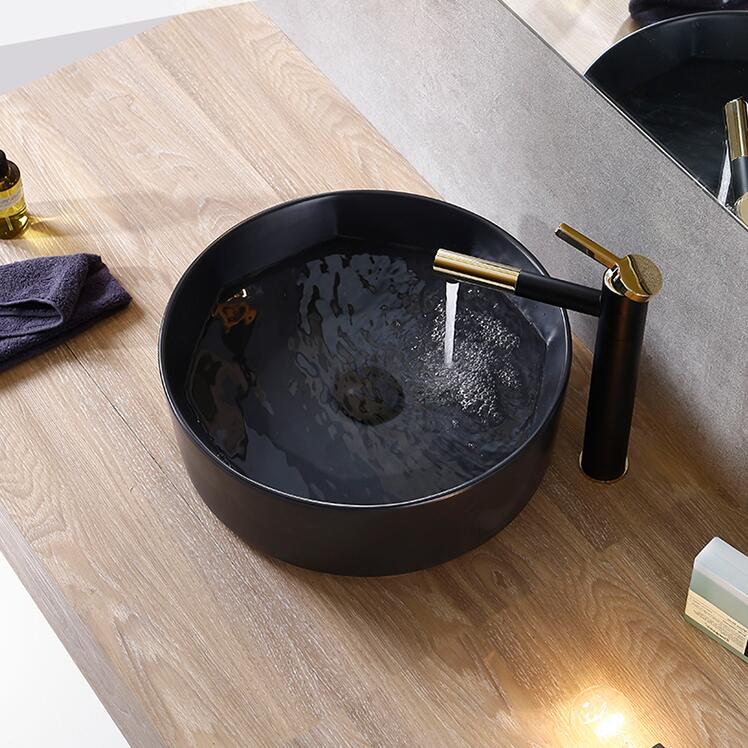 Black+gold Two Tone Color Tall and Short Vessel Single Hole Faucet
