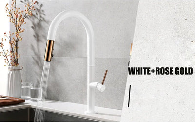 Black Rose Gold and  White Rose Gold Manual Pull Out  kitchen faucet