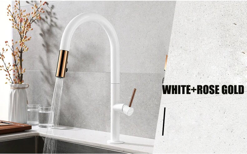 Panama-Black Rose Gold and  White Rose Gold Manual Pull Out  kitchen faucet